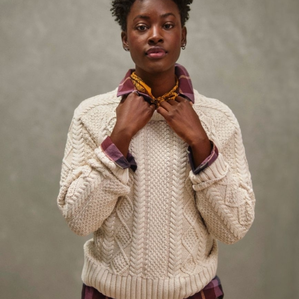 L.L. Bean Women's Beige Cable Knit Sweater - Picture 5 of 5